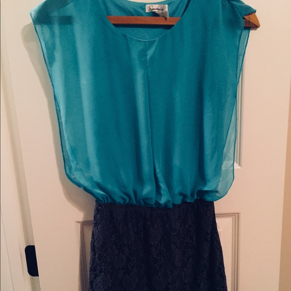 Teal and Grey lace Dress